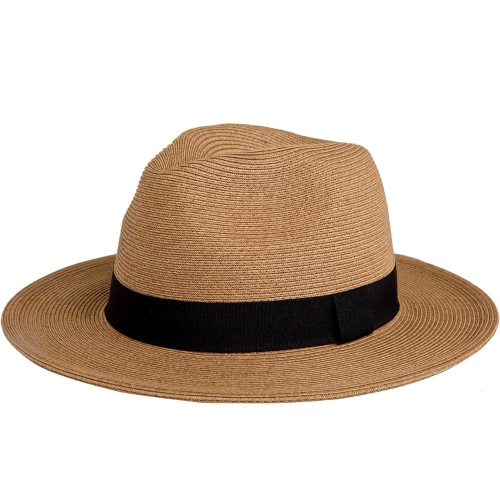 NWOT Unisex Straw Fedora Hat UPF 50+ Adjustable Fit!